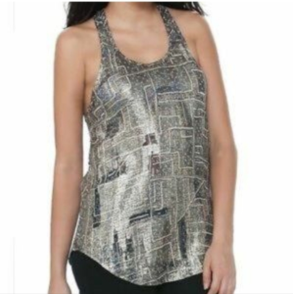 Isabel Marant x H&M Silk Metallic Sleeveless racerback blouse.  Size 6 - Picture 5 of 13